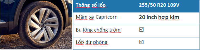 Thông số mâm lốp Teramont